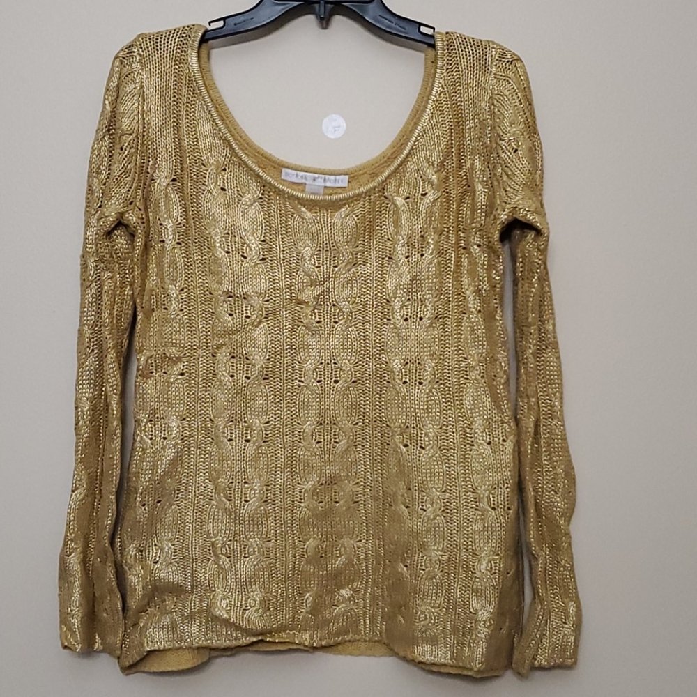 Boston Proper Metallic Gold Sweater